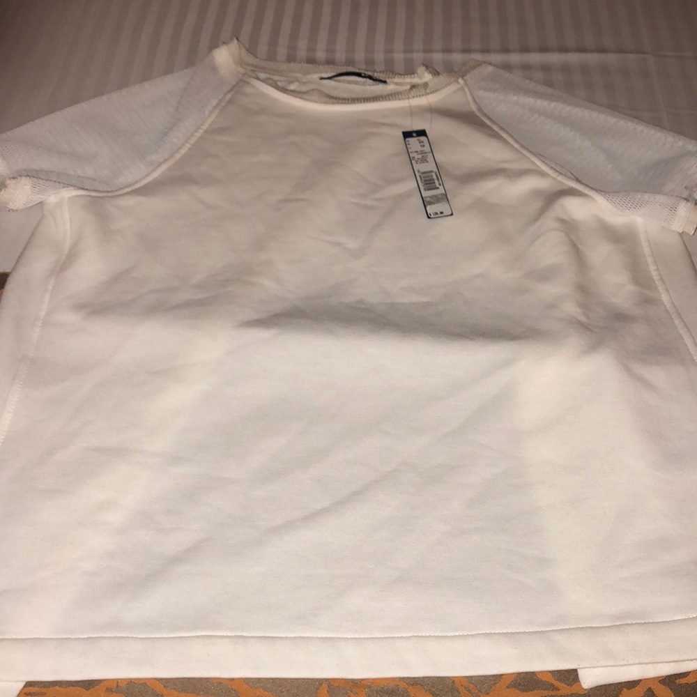 White open back mesh top